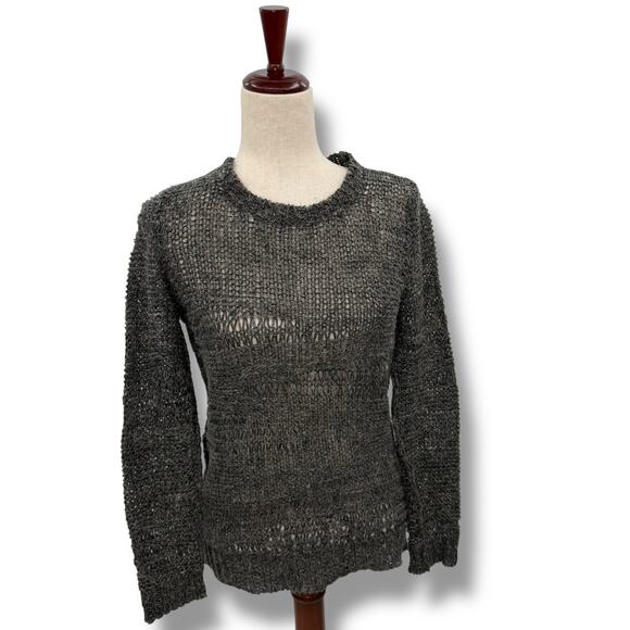 Isabel Marant Gray 100% Linen Open Knit Sweater Sz 38 Distressed Grunge Top - Picture 1 of 8